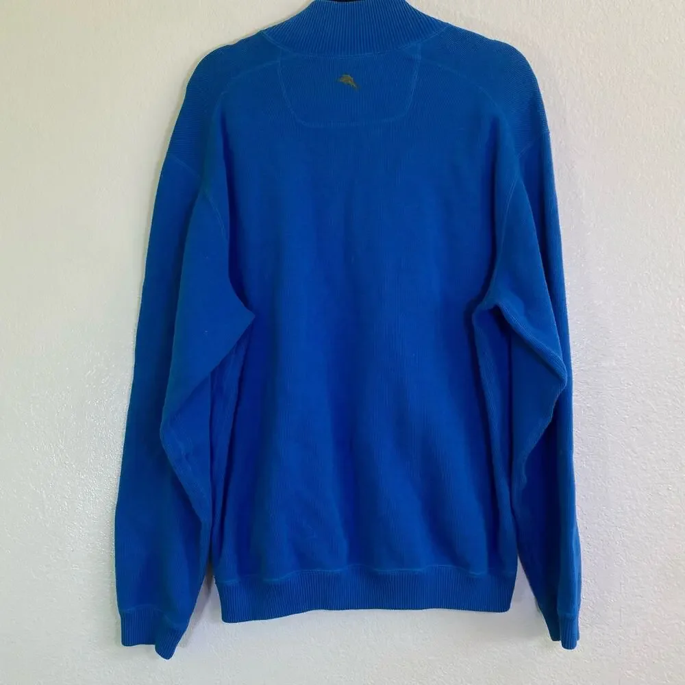 Tommy Bahama Reversible Blue Green Quarter Zip Sweater Size L